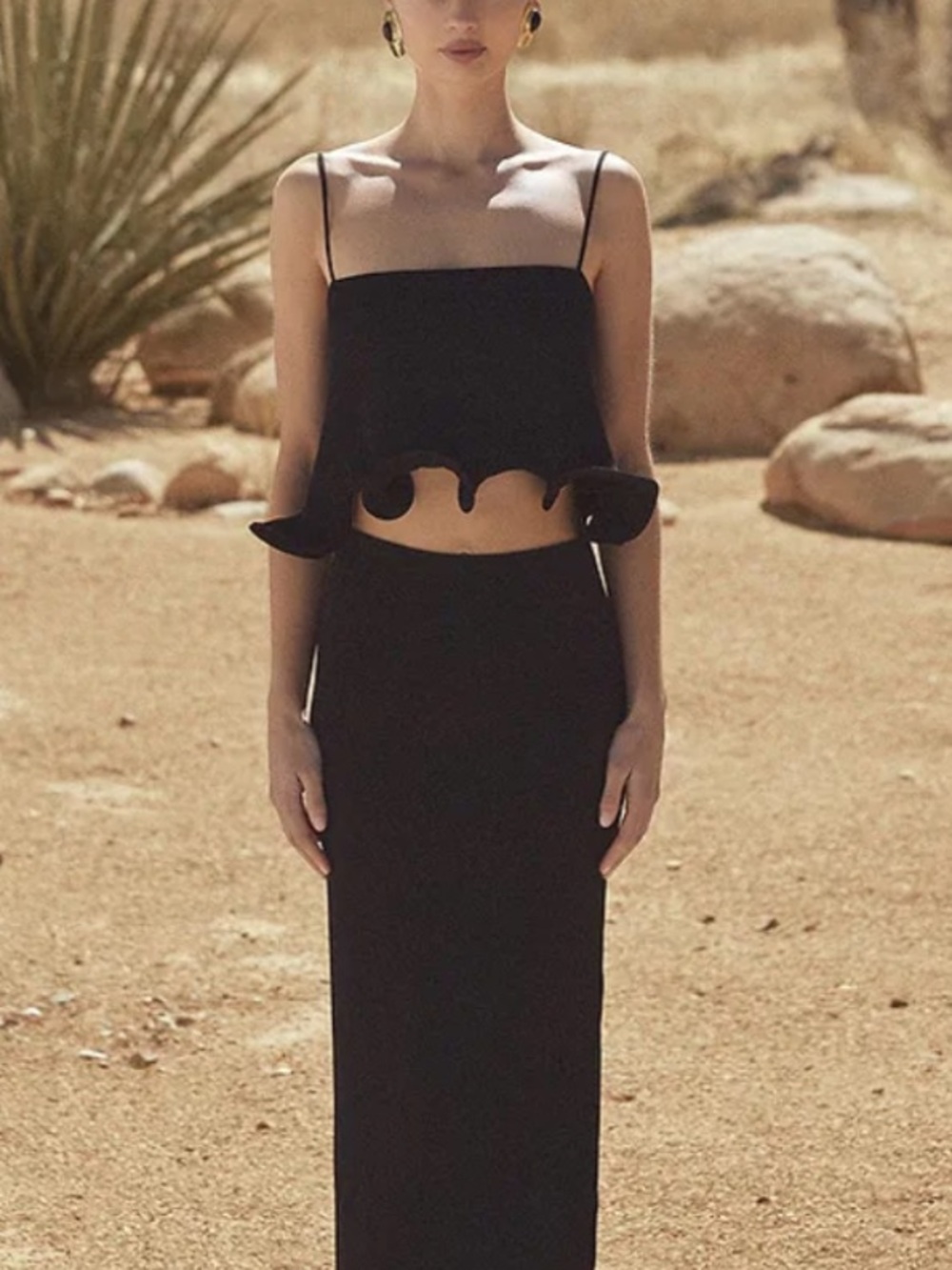 SAME Ruffle Hem Crop Top NWT